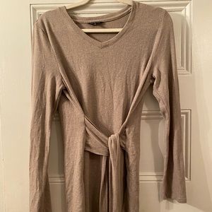Tan blouse with adjustable tie - lightly worn!